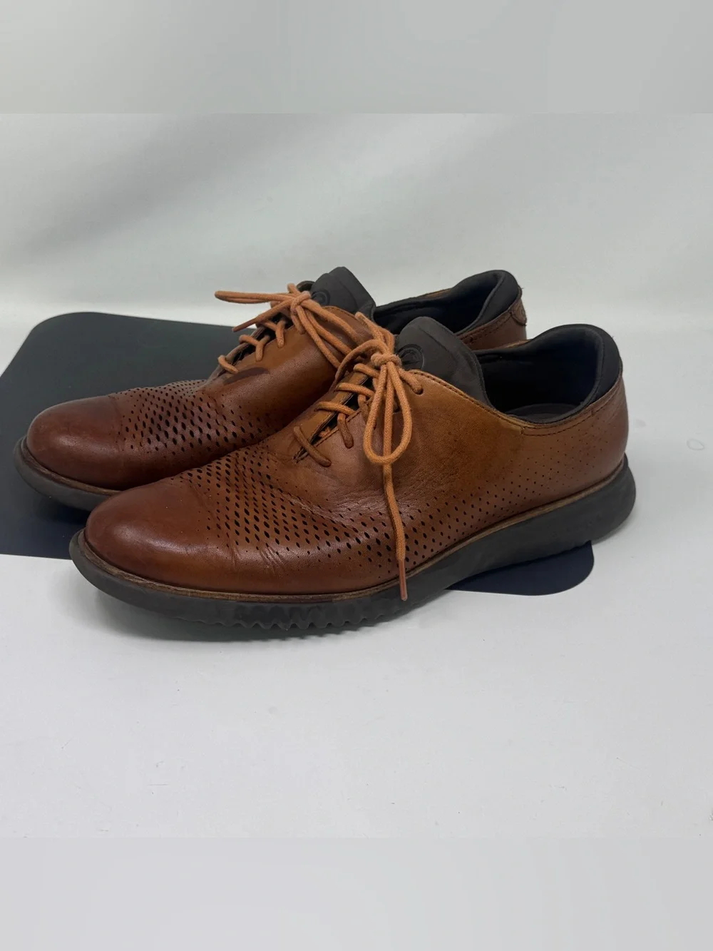 Cole Haan Men's Zerogrand Casual Perforated Leather Shoes - Brown size 10.5W